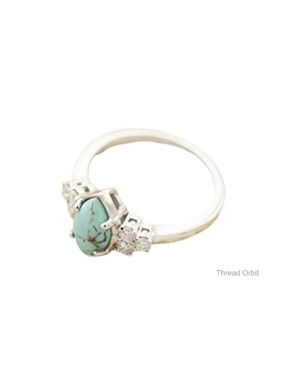 3 PCS Turquoise Stacking Ring Set Natural Gemstone Silver Color
